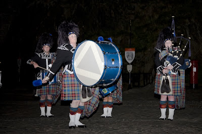 Scottish pipe band in kilts