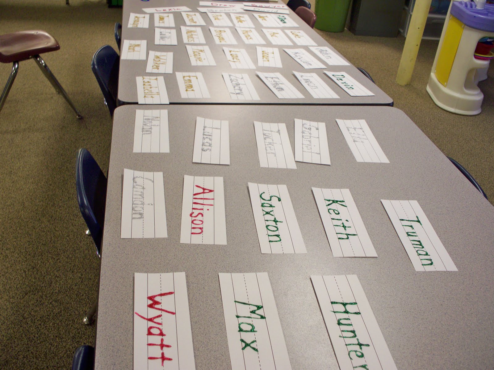 I teach Preschool Glitter Glue "textured" Names