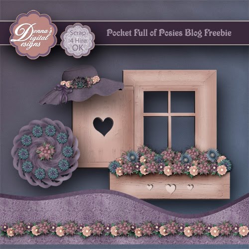 Donna's Digital Designs Blog Freebie for Pocket Full of Posies Kit