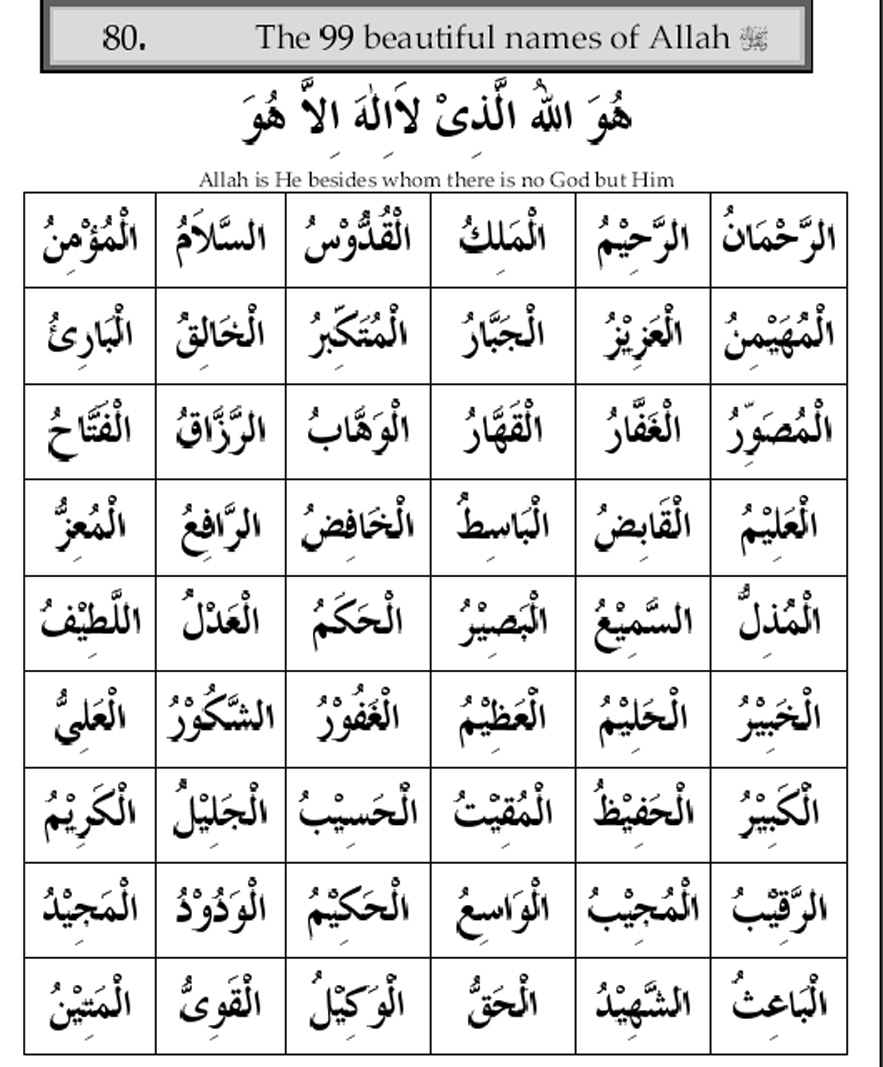 99 Names Of Allah In Arabic Islamic Roohani Ilaj Kay Wazaif In Urdu