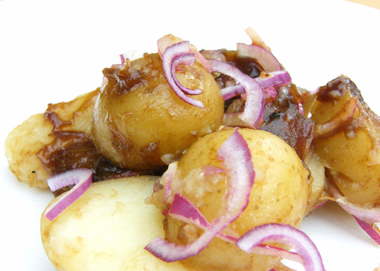 Potato Salad with a Rhubarb & Balsamic Dressing Tinned Tomatoes