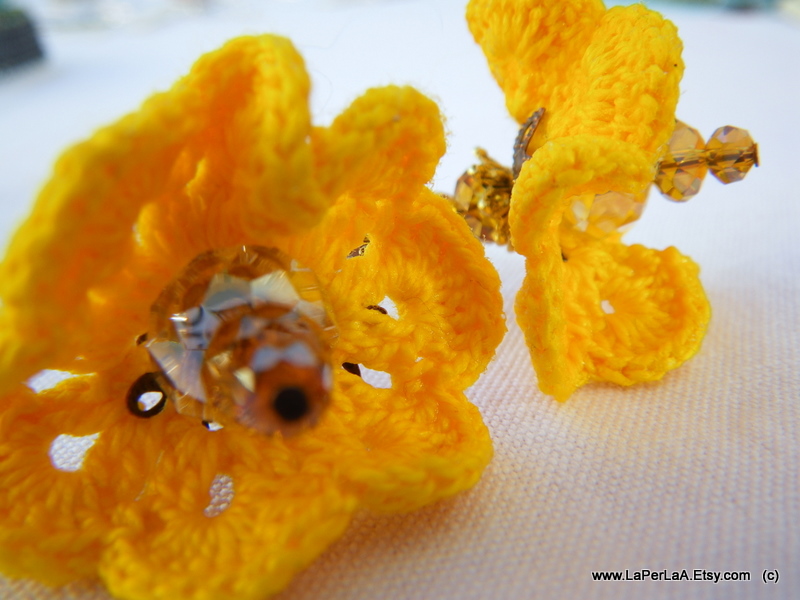 La.Per.LaA Sunshine Yellow Crochet Earrings