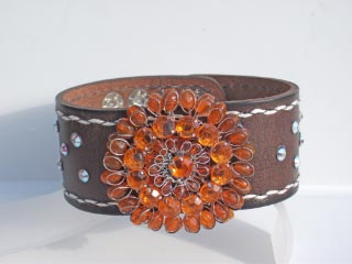 2 in leather band and crystals