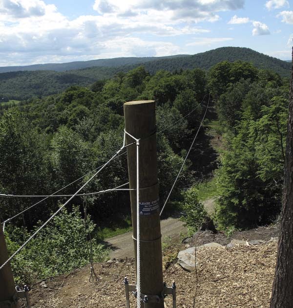 Riding the zip lines at Berkshire East