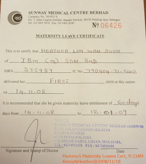 Medical certificate for maternity leave