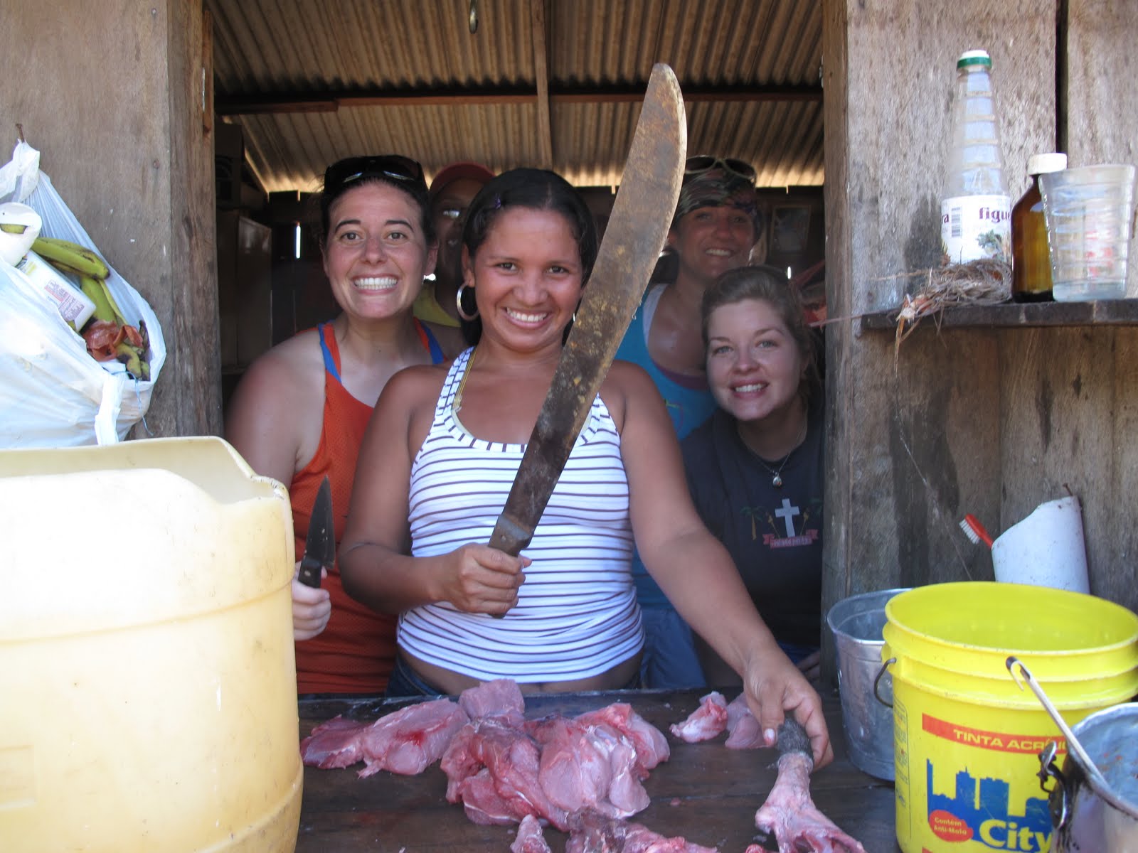 Life in the Amazon Butchering A Pig