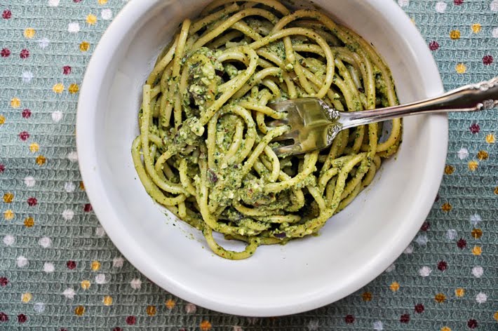 the parsley thief: Roasted Almond Ricotta Pesto with Olives