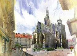 watercolor street scenes paintings painting water watercolors grzegorz wrobel acuarelas architectural artist cathedral