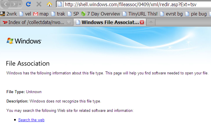 life review: Windows web service doesnt know about 'tsv' files