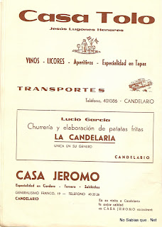 Publicidad de Candelario Salamanca en 1974