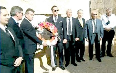 Laying a Wreath at the Wailing Wall