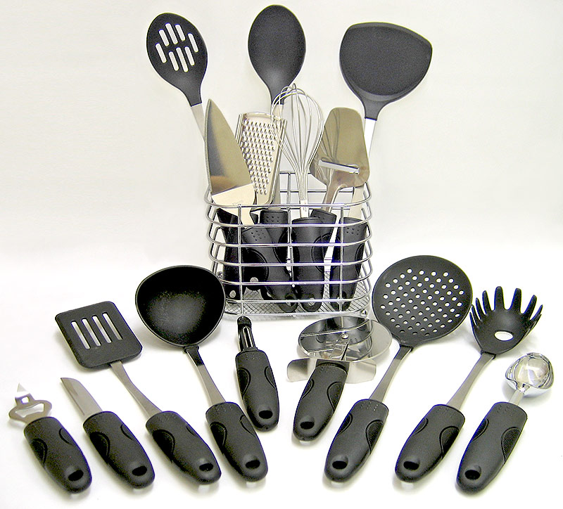 Dakota Leather 17 Piece Kitchen Utensil Set