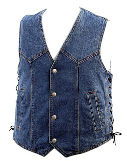 Dakota Leather: Denim Vest with Laces & Polyester Lining