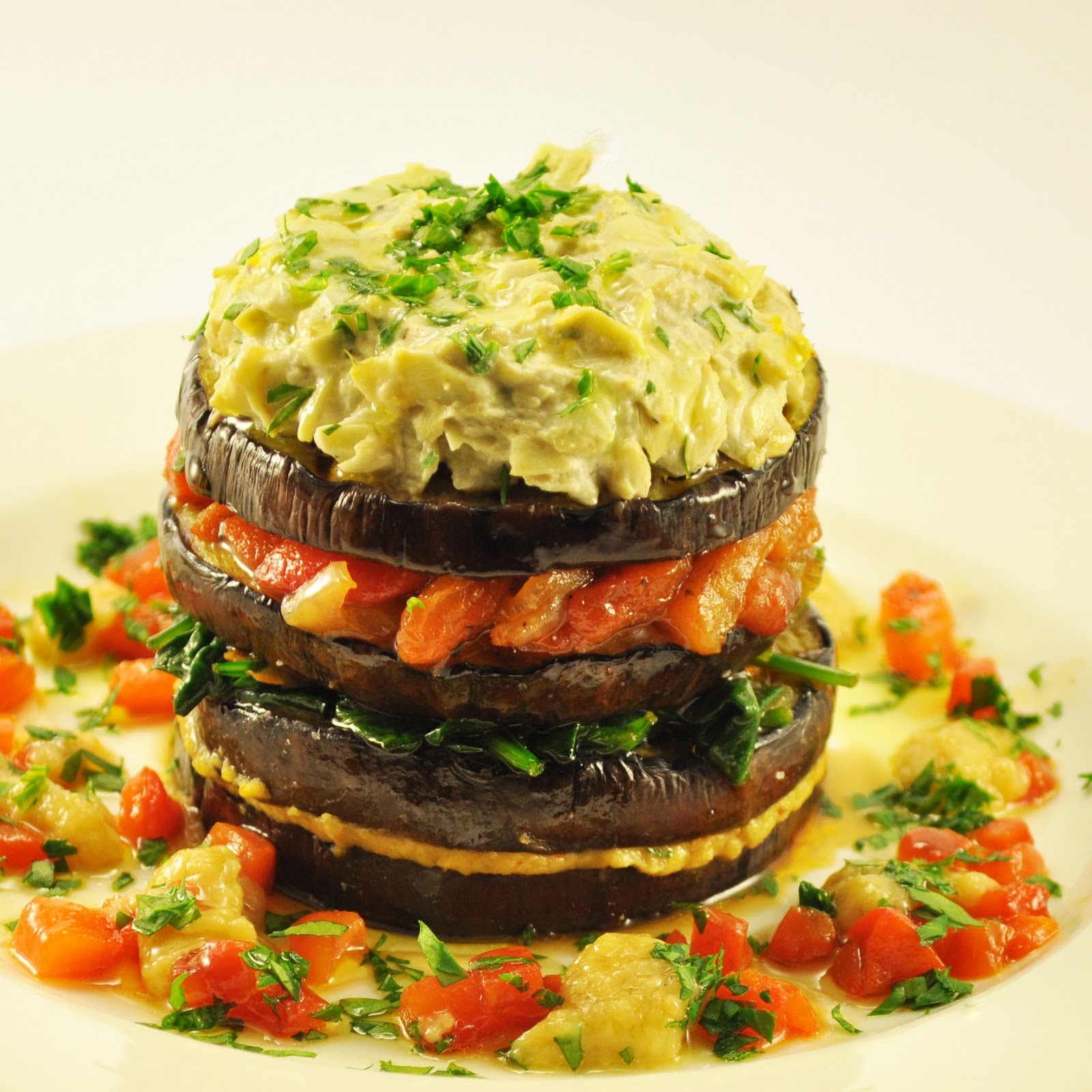 vegan ascent Mediterranean Eggplant Stack