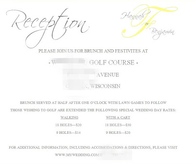 Wedding Reception Card Wording on Reception Card Insert