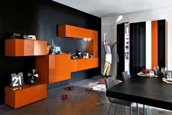 Uzumaki Interior Design: Kitchen With Orange Design Schemes Uzumaki Interior Design: Kitchen With Orange Design Schemes