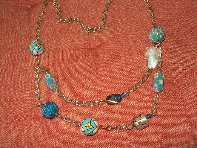 colar grosso de missangas e vidro e millefiori