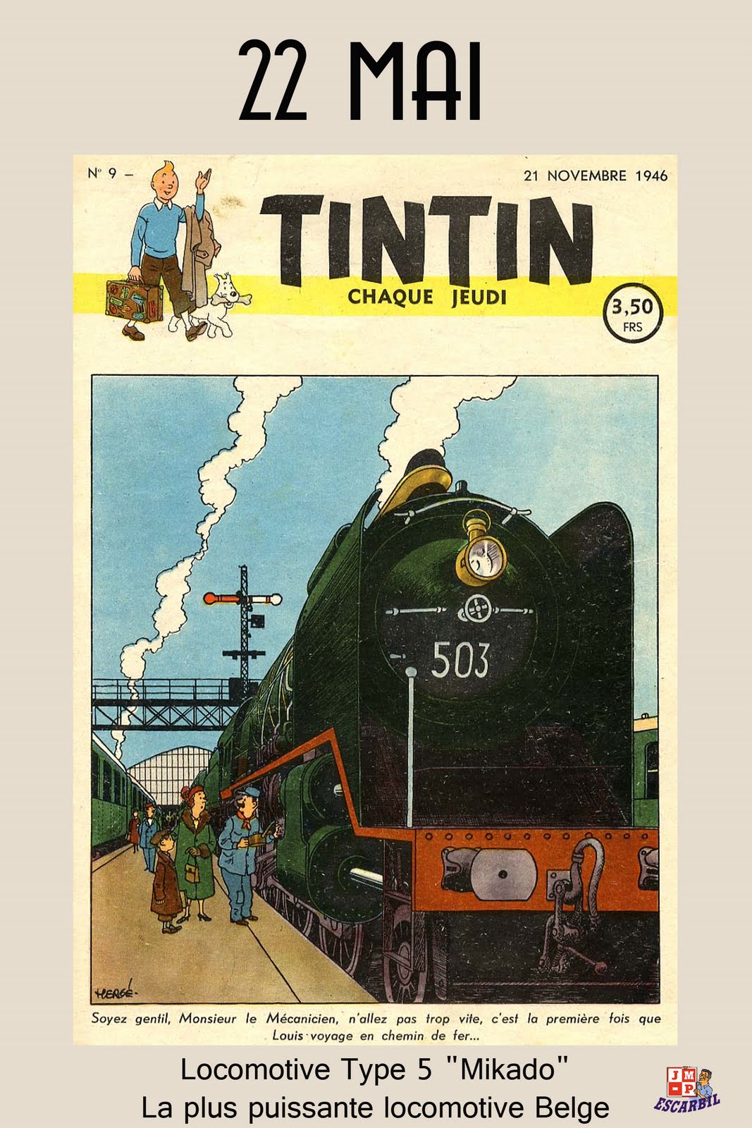 Imagerie du Chemin de Fer couvertute hebdomadaire Tintin
