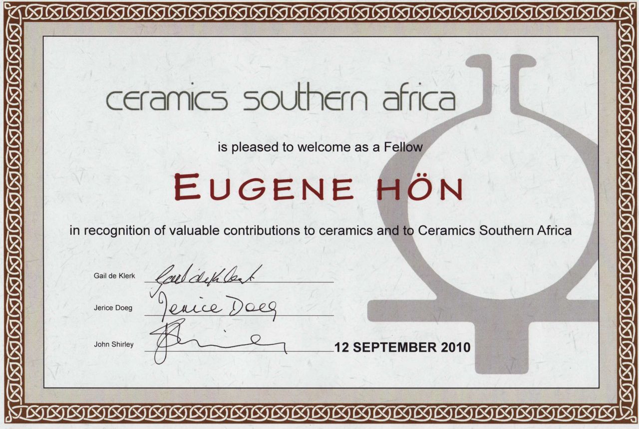 EUGENE HŐN CERAMIC ARTIST Hon honoured as a Fellow of Ceramics