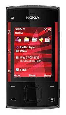 nokia x3 Red on Black Built in features