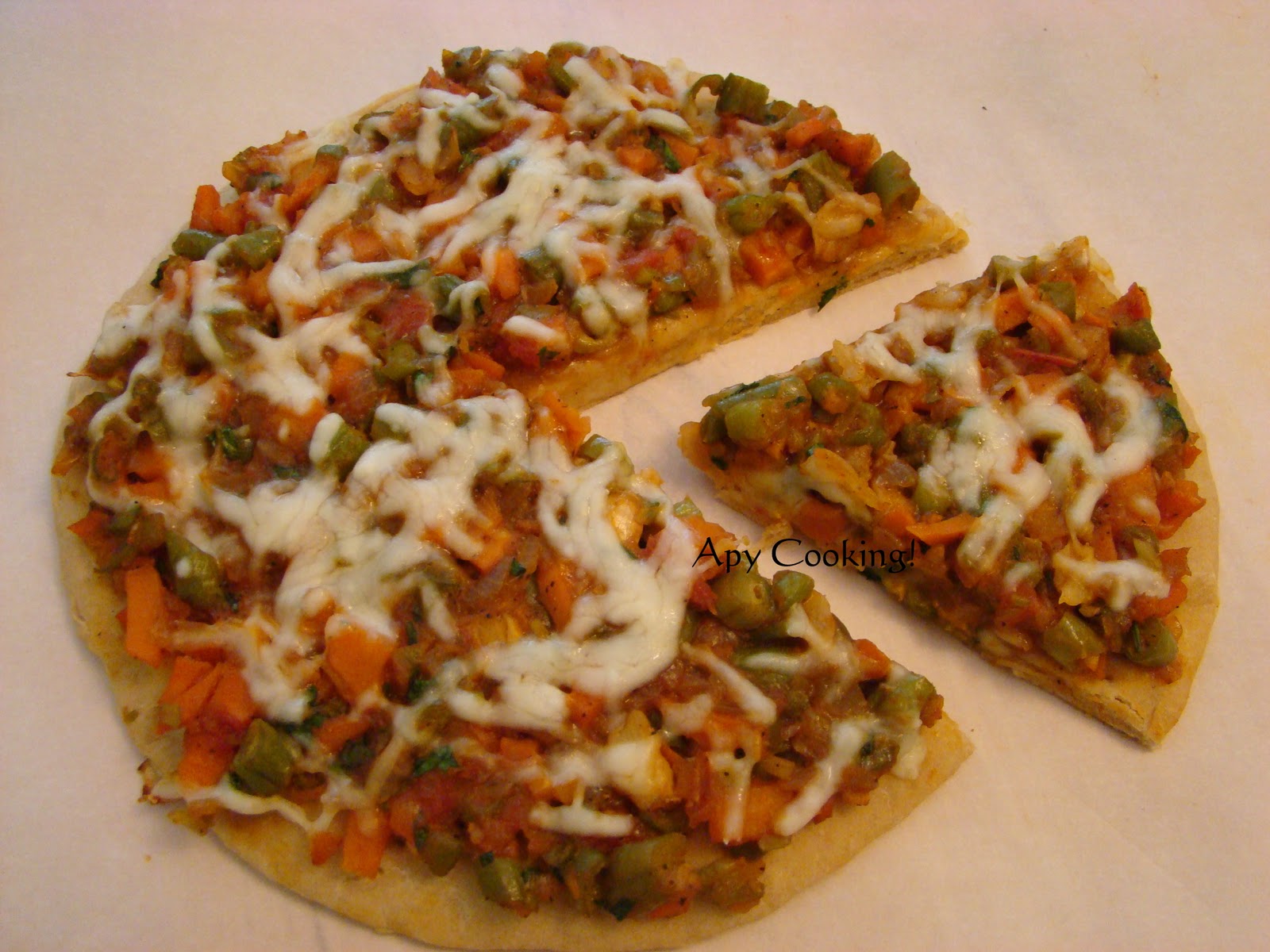Apy Cooking Veggie Garam Masala Pizza with Homemade Whole Wheat Base