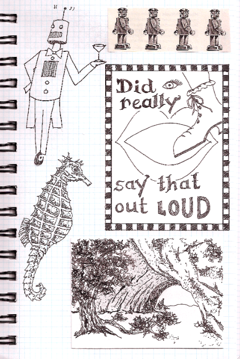 ink drawings in an artist journal