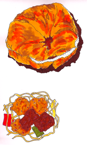 marker drawing of food
