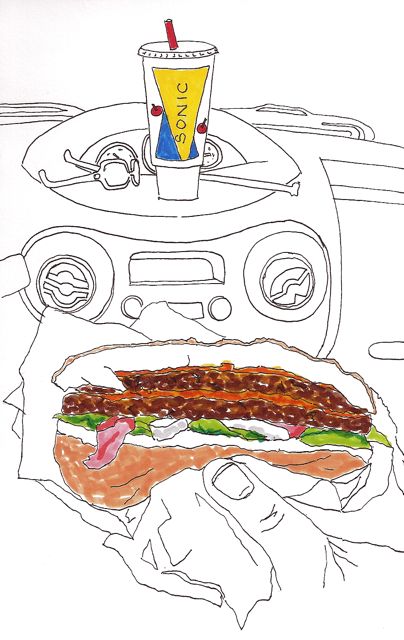 drawing of lunch at Sonic