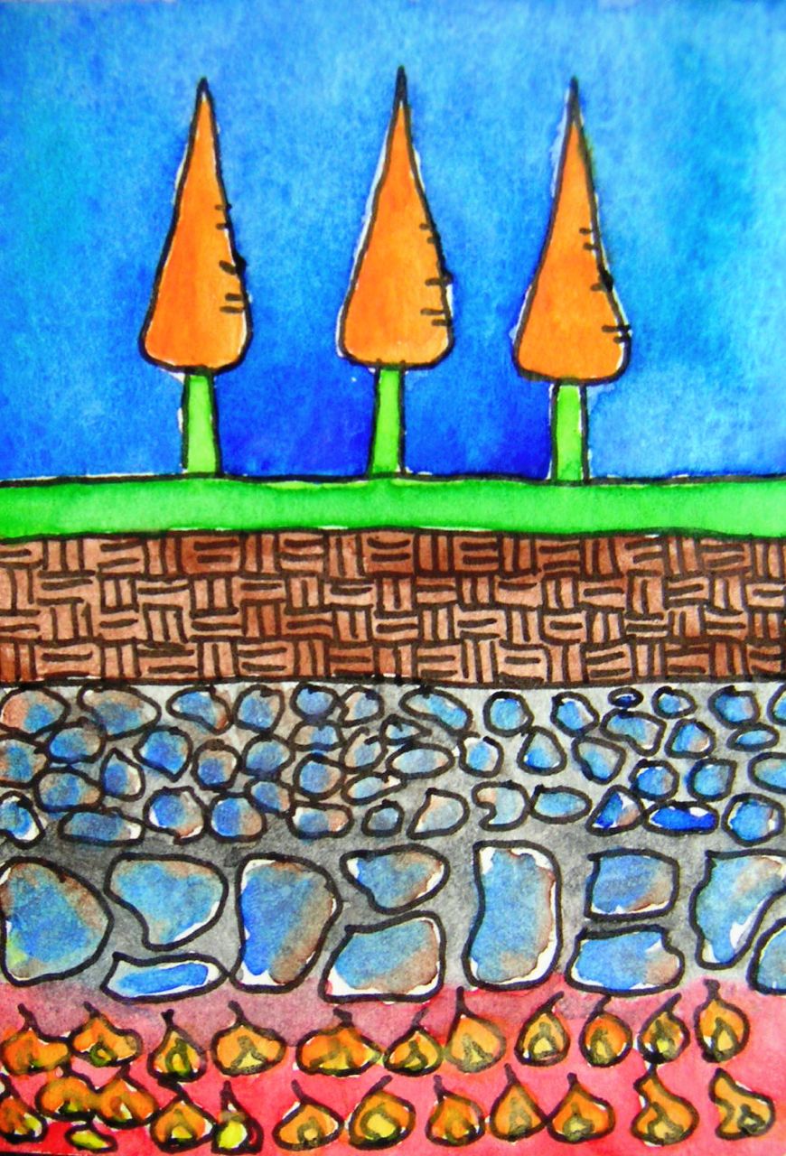 drawing of carrot trees