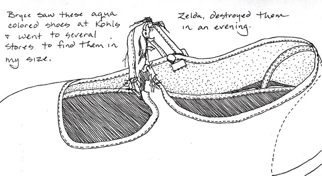 ink drawing of a shoe