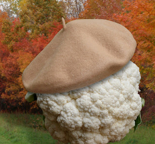 cauliflower wearing beret
