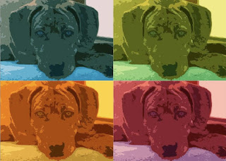 Andy Warhol style poster of a dog