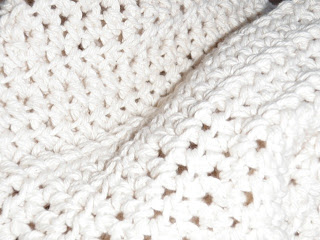 white crocheted scarf