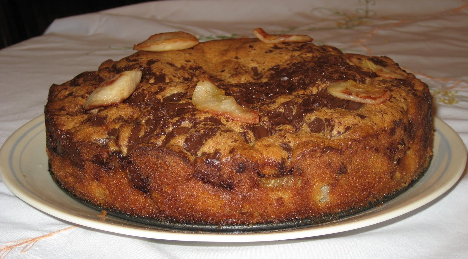 The Foodie Next Door Brown Butter Pear Cake with Bittersweet Chocolate