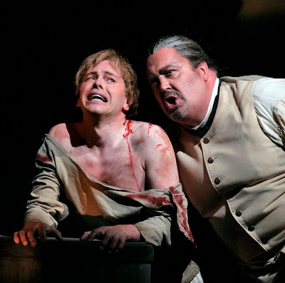 Keith Jameson (Novice) and Peter Rose (Claggart) in Billy Budd, Santa Fe Opera, 2008 (photo © Ken Howard)