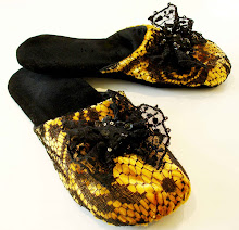 Velvet and lace slippers