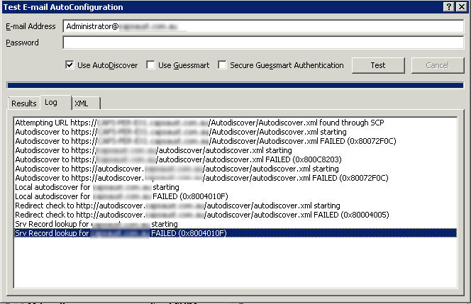 Посмотреть url autodiscover. 0x80070057 outlook. Autodiscover xml. Autodiscover xml. Autodiscover by ip.