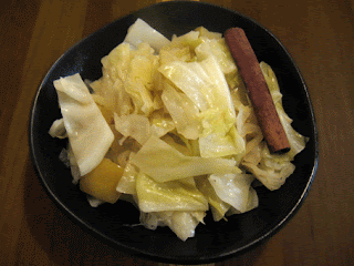 slow-cooked cabbage with apples and cinnamon, adapted from Jack Bishop's Vegetables Every Day
