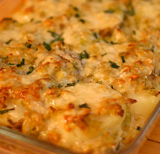 Potato and leek gratin, adapted from Williams-Sonoma