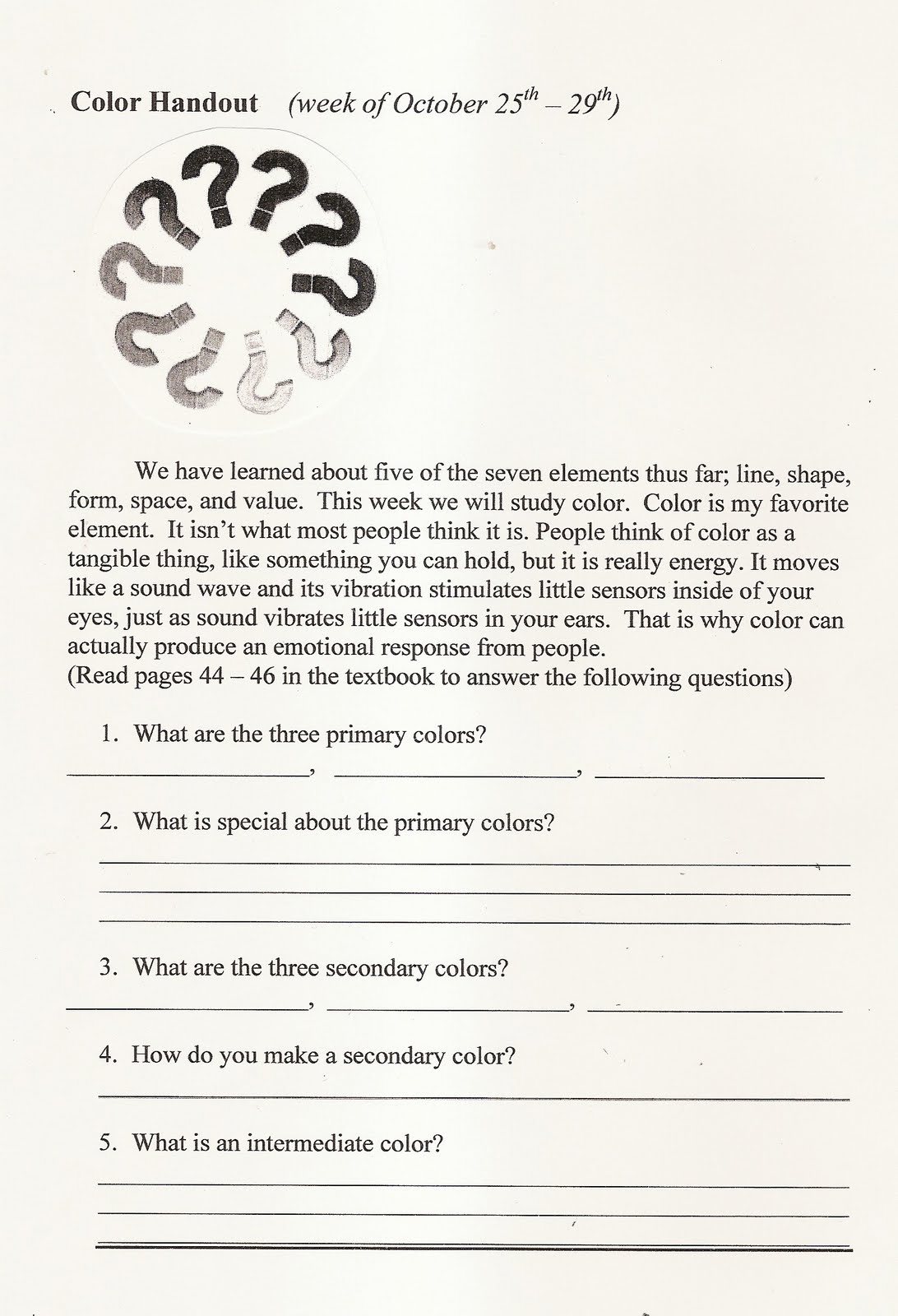 Handouts and worksheets