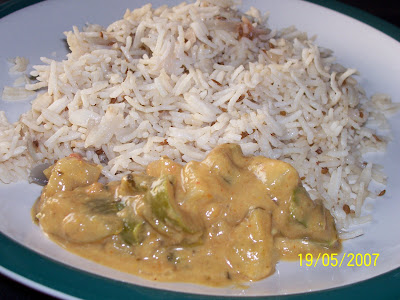Jeera rice with curry