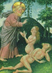 Creation of Eve, Dutch illustration, 15th cent.