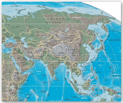 Map of Asia Physical
