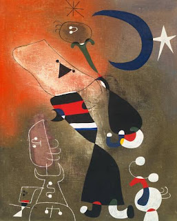 Mujeres y pájaro en el claro de Luna - Joan Miró