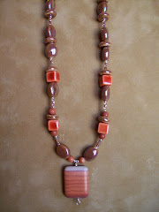 Brown burnt orange raku necklace