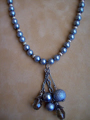 Grey pearl cluster drop necklace
