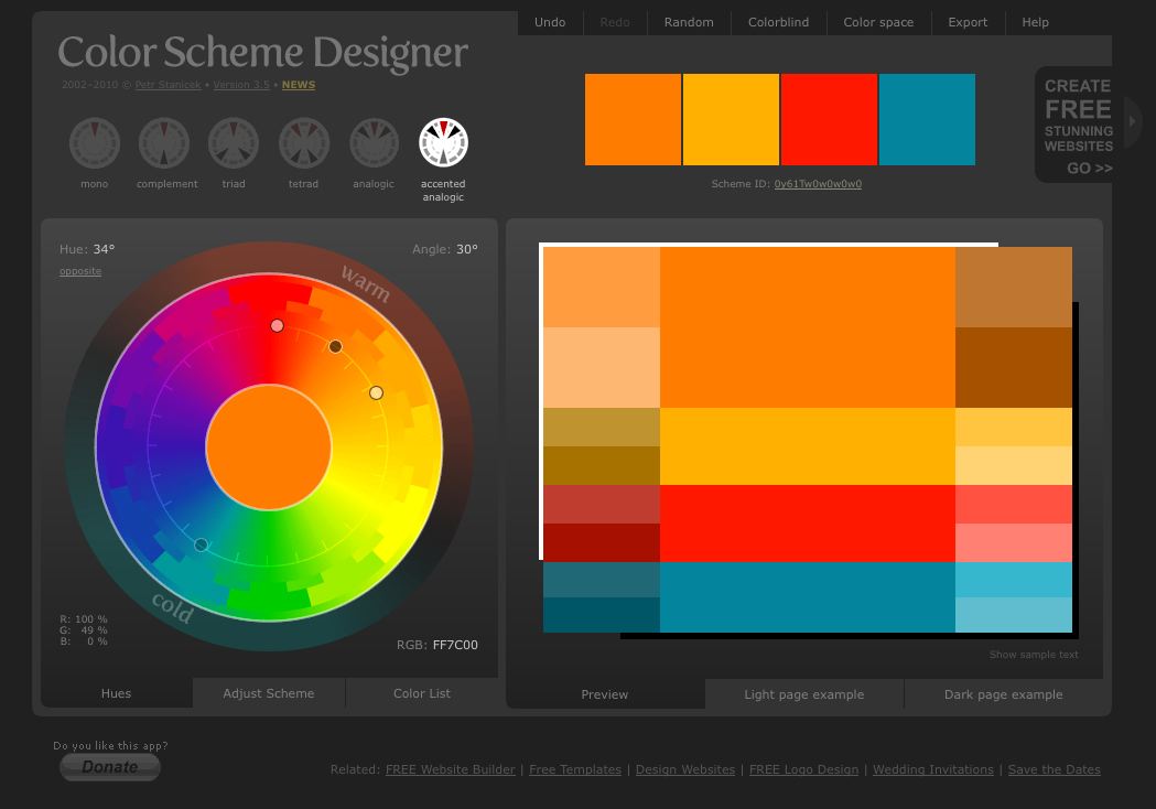 Character and Creature Design Notes Free Color Scheme Designer