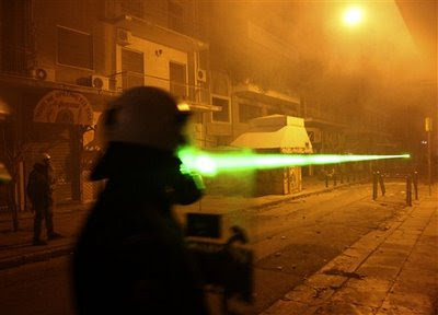 Greek rioters use laser pointers in their clashes with cops