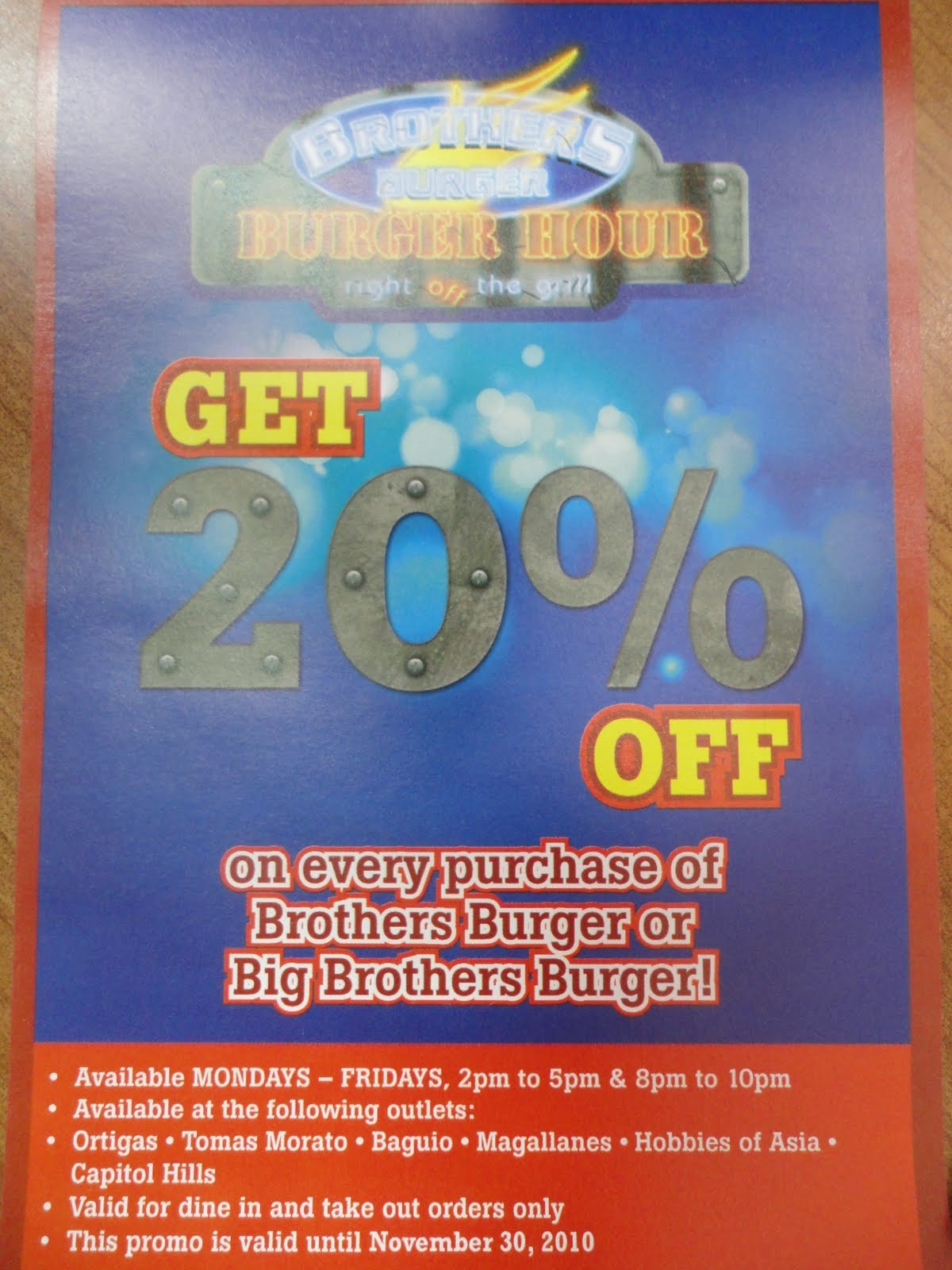 Brother's Burger Promo