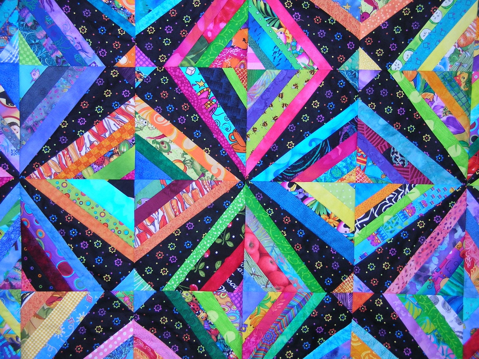 Quilts By Holly: Bright scrappy string quilt